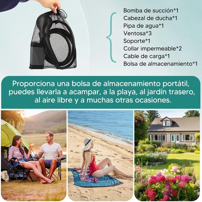 Портативна душова кабіна ShinePick для кемпінгу, 3000 mAh, LED-дисплей, 3 режими, водонепроникна IPX7, для кемпінгу, відпочинку на природі, авто та тварин