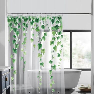 Прозорий душовий завіс Blumen 180x200 см з гачками, антигрибковий, водонепроникний EVA - для ванної кімнати