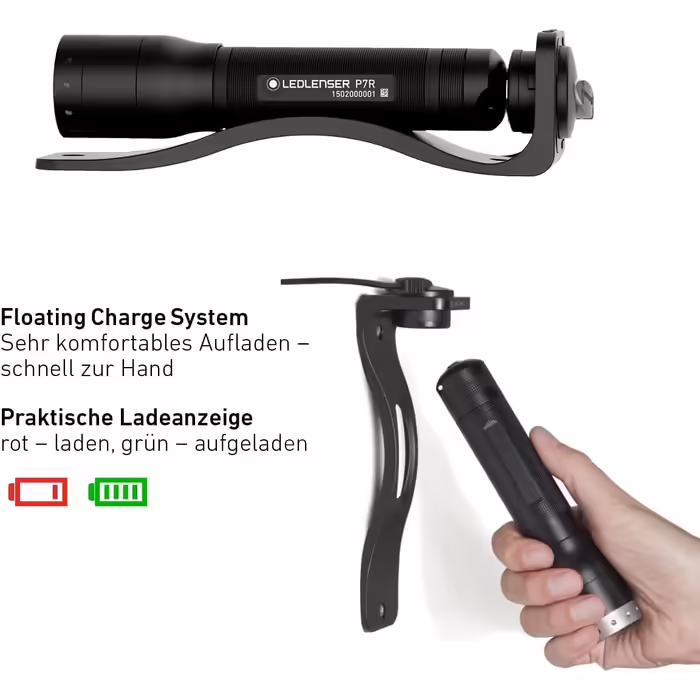 Ліхтарик Ledlenser P7R LED, акумуляторний, фокусування, 1000 люмен, 210 м, 40 годин, чорний