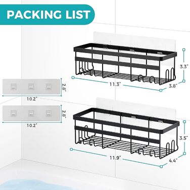 Полка для душу HomeHacks без свердління, нержавіюча сталь, 2 шт. - органайзер для ванної, кухні та вітальні