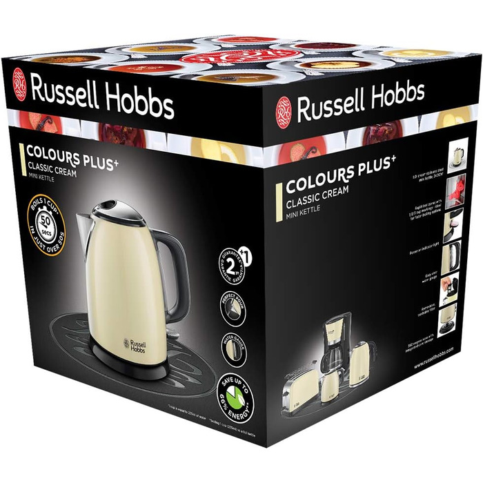 Електричний чайник Russell Hobbs 1 л, Edelstahl Creme (2400W, швидке кип'ятіння, фільтр від накипу, індикатор рівня води, компактний) 24994-70
