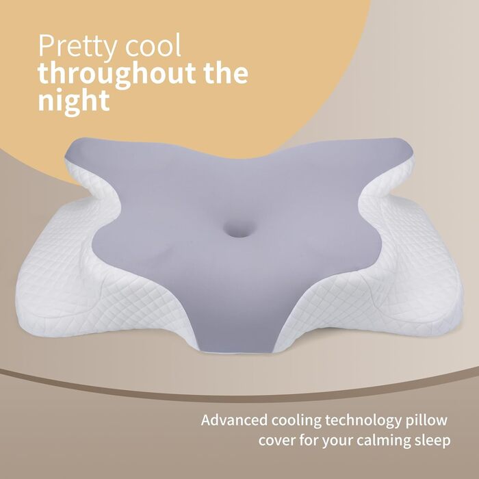 Ортопедична подушка для шиї Memory Foam сірого кольору, ергономічна для тих, хто спить на боці, з підтримкою шиї та полегшенням болю в шиї та плечах (наволочка, 35x15 см)