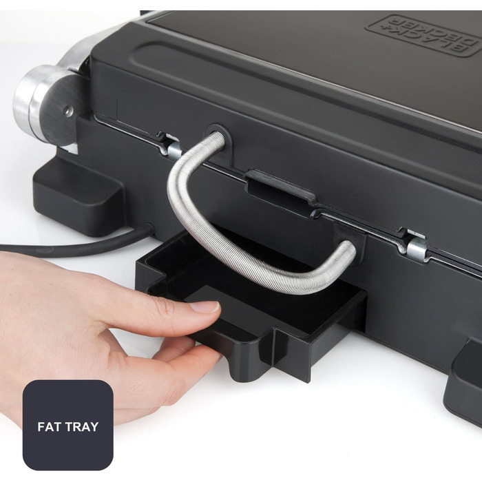 Електричний гриль та контактний гриль Black+Decker BXGR2200E 2200W - 2 у 1, LCD-дисплей, 29x26 см