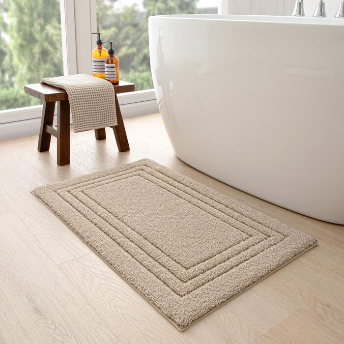 Килимок для ванної кімнати DEXI, м'який, нековзний, миючий, 50 x 80 см, бежевий