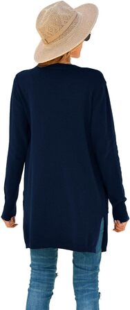 Кардиган жіночий Saodiallsu з довгим рукавом, однотонний, з кишенею (темно-синій, L)