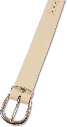 Чоловічий шкіряний ремінь Damengürtel з перфорацією, срібна пряжка, Німеччина (90/BW75, ширина 3 см, кремовий)