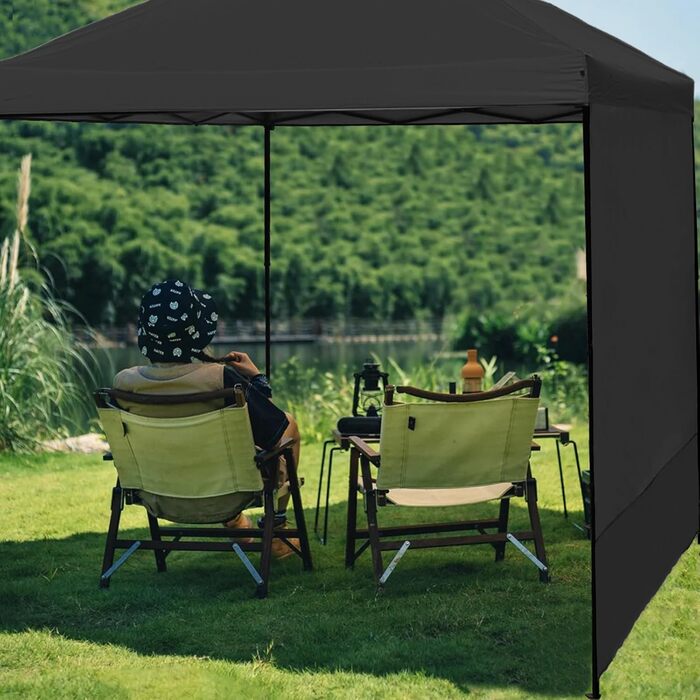 2 Baldachin Side Walls, Tent Side Wall for 3x3m Pop-Up Baldachin, Waterproof with Silver Coating for 3M Straight Leg, Outdoor Pavilions, Instant Awnings, only White Side Wall (Black)