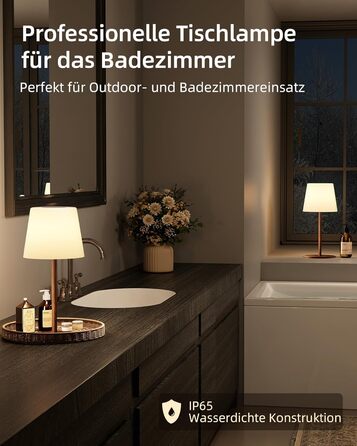 Світлодіодні настільні лампи EZVALO бездротові, 2 шт., IP65, USB-C, димування, 3 режими кольору, для дому та кемпінгу (дерев'яний колір)