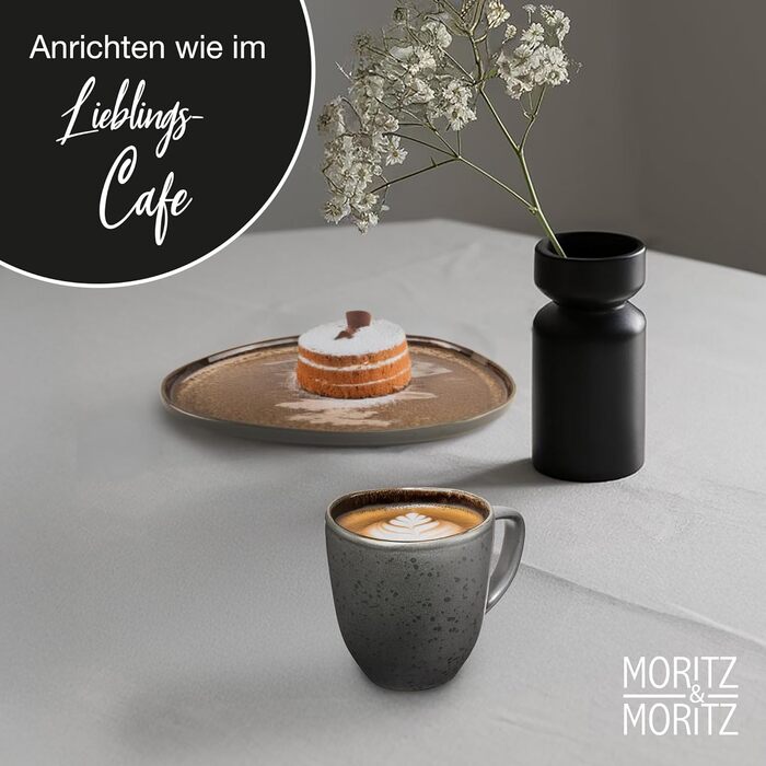 Набір келихів для кави Moritz & Moritz ORGANIC 6 шт. - бежеві келихи з каменю з унікальним градієнтом кольору, придатні для миття в посудомийній машині