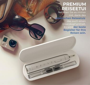 Електрична звукова зубна щітка ENOA з 5 режимами, 3 рівнями інтенсивності, таймером, IPX7 водонепроникна + 5 змінних насадок