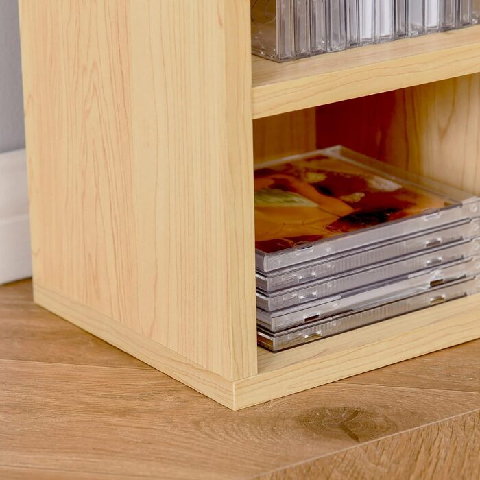 Комплект HOMCOM з 2 стелажів для CD/DVD, 6+6 полиць, 21x19x88 см, до 160 CD, колір бук бежевий, шафа для зберігання дисків