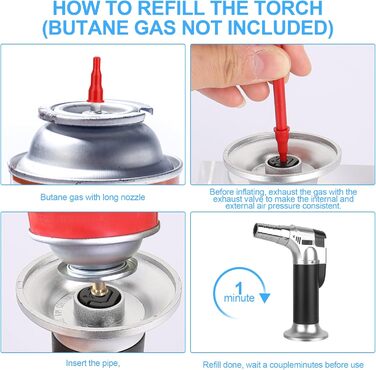 Газовий пальник CTDMJ Flambierbrenner: регульоване полум'я, 3-х газових форсунок, для кухні, крем-брюле, грилю, паяння. (Бутан не входить до комплекту)