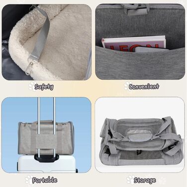 Транспортна сумка для кота, 5 кг, складана переноска для кота з плечовим ременем, переноска для котів та собак, сіра (L)