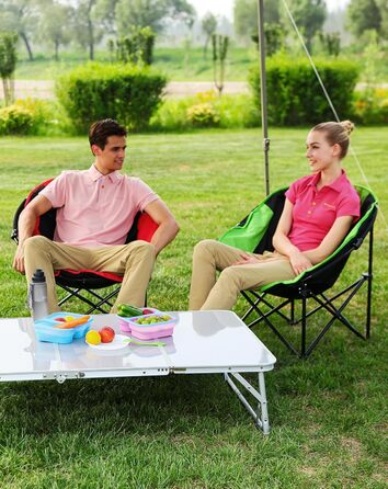 Крісло для кемпінгу KingCamp Moonchair XXL: зручне, з підлокітником, витримує до 205 кг, для відпочинку на природі, саду, риболовлі та балкону (червоний)