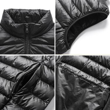 Чоловіча пухова жилетка, базова модель, на блискавці, без рукавів, легка, компактна, для зими, Outdoor, чорна L