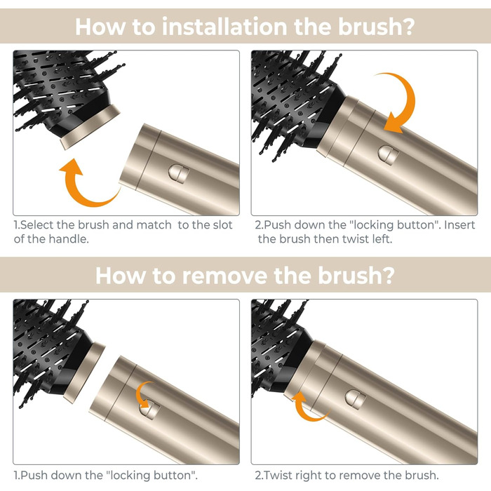 Набір для укладки волосся 6 в 1: стайлер, фен-щітка, плойка, термощітка, випрямляч, 110000 об/хв, для всіх типів волосся, золото