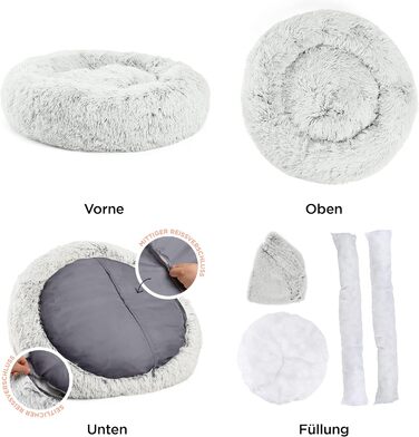 Круглий лежак для тварин Sheri Best Friends Calming Donut - заспокійливий лежак для собак та котів, сірий, 91x91 см