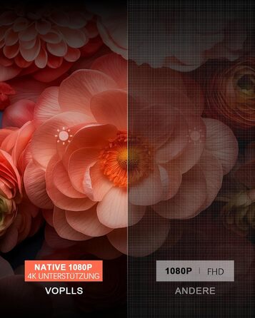 Проектор VOPLLS Mini Beamer 1080P Full HD 4K з автофокусом, корекцією трапецеїдальних спотворень, WiFi6, Bluetooth, 23000 люмен, 360° обертання, для домашнього кінотеатру та мобільних пристроїв