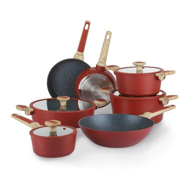 Набір кухонного посуду Corredo 2.0 (11 предметів), зелений/червоний