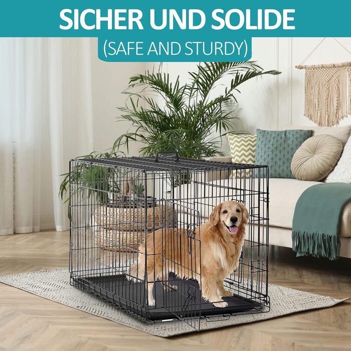 Клітка для собак Defacto: переноска, транспортний бокс, розмір M (61x43x51 см), чорний метал, з піддоном