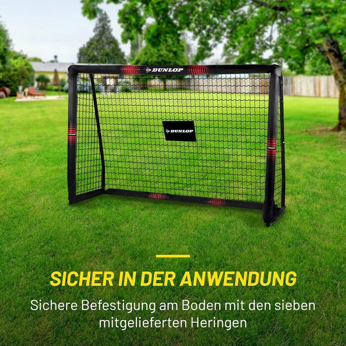 Dunlop Football Goal - Metal Soccer Goal Post - Training Accessory for All Ages - Easy Assembly - 180x120x60cm, 240x160x85cm, 120x300x200cm - Black/Red