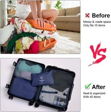 Органайзер для валізи OSDUE, набір 8 шт: кубики для пакування, водонепроникні сумки для одягу, органайзери для подорожей, косметичка, мішечок для взуття, кишеня для USB-кабелів (Бежевий) (Тип B-8шт Синій)