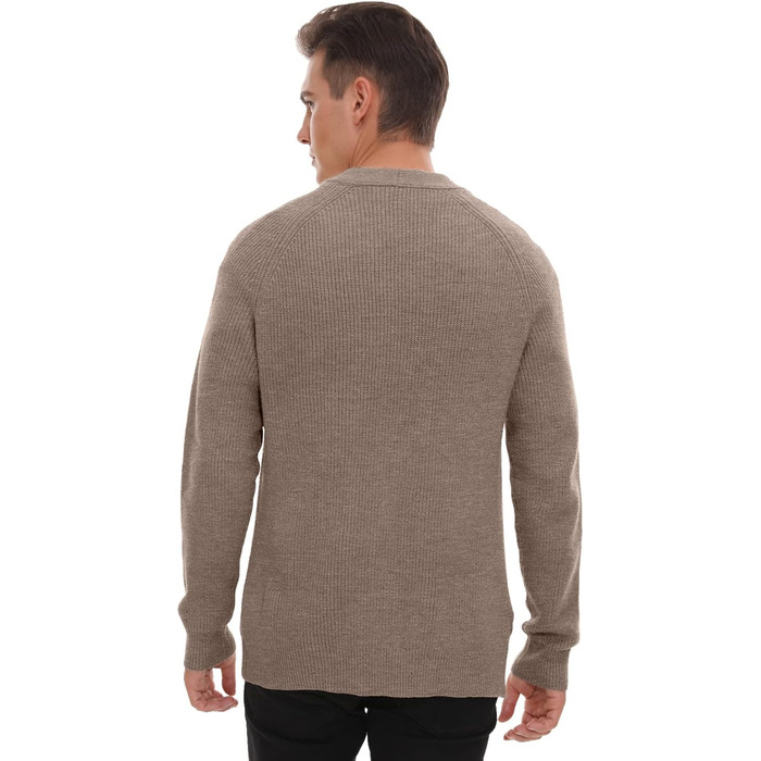 Чоловічий в'язаний кардиган Sailwind з V-подібним вирізом, зимова куртка, класичний дизайн, довгий рукав, з ґудзиками та кишенями (Пустельний хакі, L)