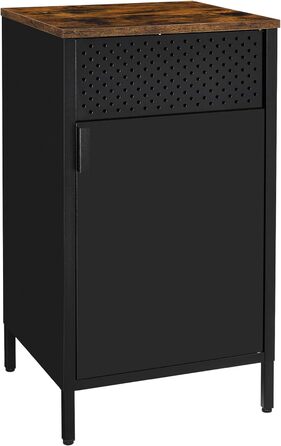 SONGMICS Storage Cabinet, Metal Cabinet, with Double Door, Magnetic Closure, Adjustable Shelf, Steel Frame, 40 x 42.5 x 76 cm, Vintage Brown-Black LSC101B01