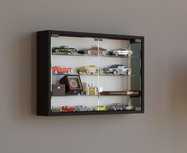 Підвісна скляна вітрина VCM Mandosa M, біла, 40x60x10 см, з ударостійким ESG-склом, сучасна настінна вітрина для зберігання, компактна