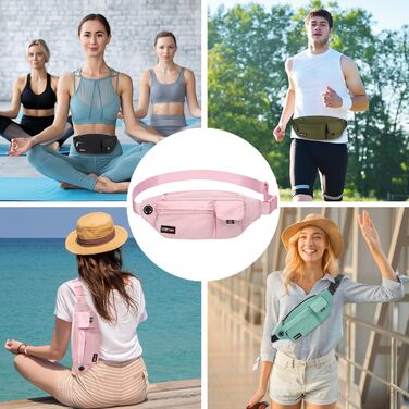 MAXTOP Поясна сумка на пояс для чоловіків та жінок, спортивна, водонепроникна, для подорожей, фітнесу, йоги, рожева (нейлон)