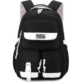 Шкільний рюкзак для підлітка: містка модель для дівчаток 3-5 класів, для середньої та старшої школи, зручний для подорожей та відпочинку (чорний)