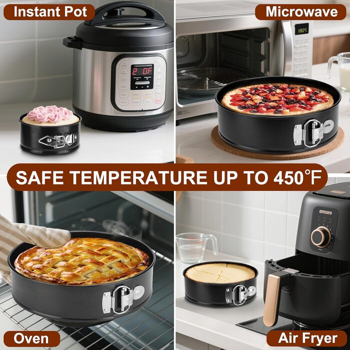 Набір форм для випічки isheTao Springform (4 шт.) - діаметр 11/18/23/26 см, знімний дно, антипригарне покриття, для пирогів, кексів, піци та кішів, з вуглецевої сталі