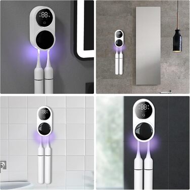maxant UV Toothbrush Sanitizer Case, Toothbrush Holder, Organizer, Bathroom, Toothbrush Holder, Wall Mount, with Sterilizer Function, for Travel and Family