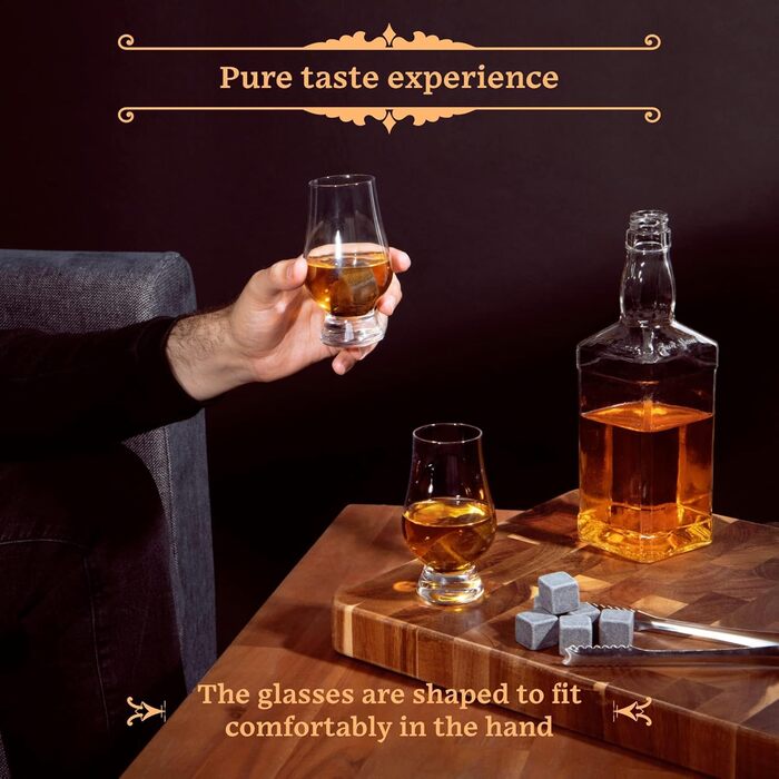 Набір склянок для віскі з аксесуарами та охолоджувальними каменями - 2 склянки, 8 каменів, пінцет з нержавіючої сталі - подарунковий набір віскі для чоловіків. 2 кришталеві келихи (2 тюльпанових келиха)