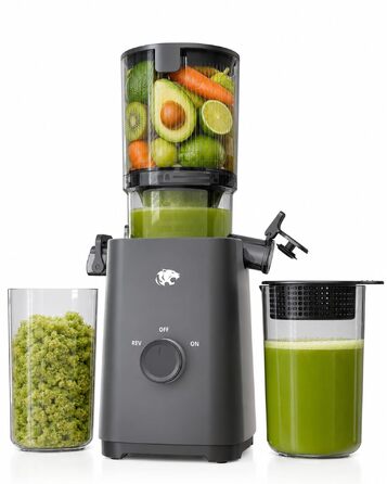 Шнекова соковижималка Slow Juicer для овочів та фруктів з широким завантажувальним отвором 120 мм, холодний віджим, функція самонарізання, 2 сіта, BPA-free