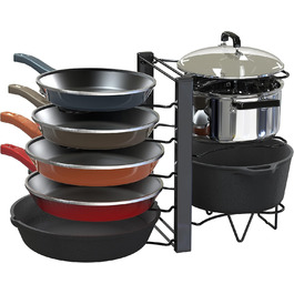 Організатор для каструль та сковорідок Simple Houseware з 8 відділеннями, регульована висота, чорний