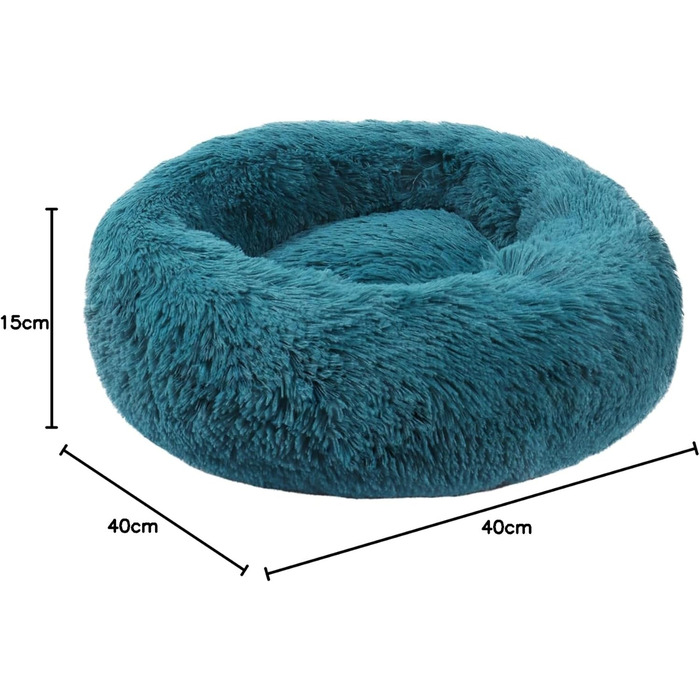Кругле ліжко для собак та котів BVAGSS, плюшеве, донат, м'яке, зручне, для маленьких, середніх та великих собак та котів, XH034 (діаметр 50 см), (L 40 x B 40 x H 15 см), блакитне