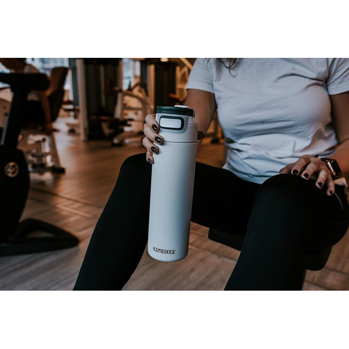 Kambukka Stainless Steel Water Bottle - Insulated Thermos with Snapclean Lid - Dishwasher Safe, Easy Grip (600ml, Chalk White)