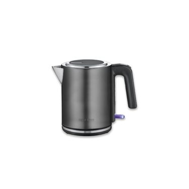 Електричний чайник SEVERIN WK 3489, 1 л, чорний/нержавіюча сталь, з індикатором рівня води та фільтром від накипу