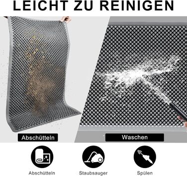 Килимок для порогу Fowooyeen з силікону, 43 x 76 см, сірий. Не слизький, миючий, для дому та вулиці.