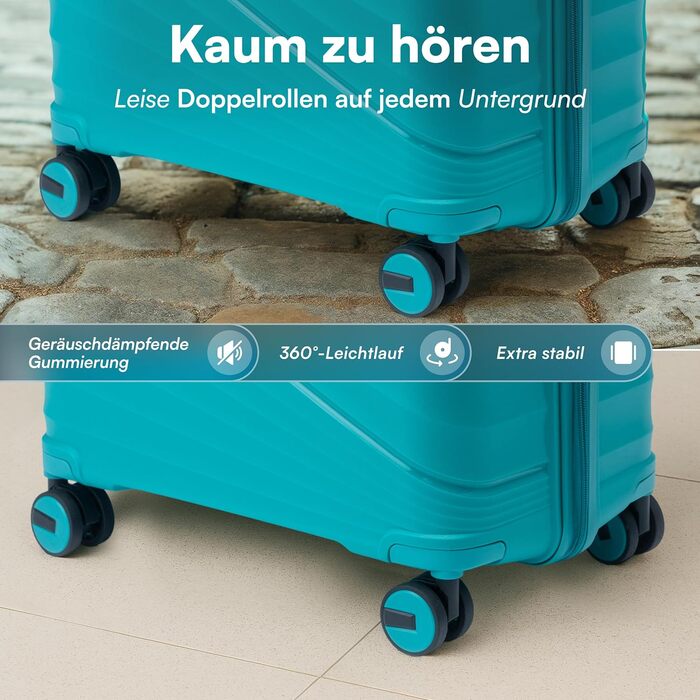 Xonic® Валіза з жорстким корпусом M, 40L - Ударостійка валіза з поліпропілену з подвійними колесами на 360° та TSA-замком - Валіза для подорожей, м'ятно-зелений колір (Сет XL-L-M)