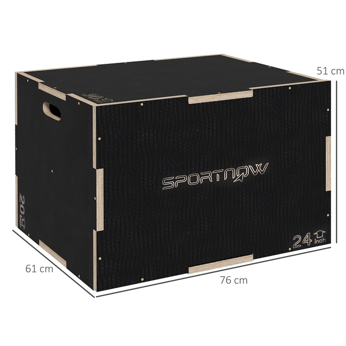 Спортивний бокс Sprungbox 3 в 1: Пліометрична платформа для дому та залу, з ручкою, чорний