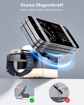 Зарядна станція 3-в-1 KPON для Apple Watch, iPhone та AirPods (Magsafe, сірий)