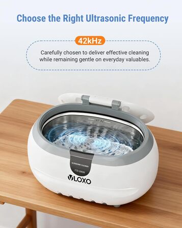 Ультразвукова мийка VLOXO 600мл, 42 кГц - для ювелірних виробів, інструментів, зубних протезів та годинників, бак з нержавіючої сталі, тиха робота, 50W