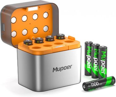 Акумулятори AAA NiMH 1.2V 1100mAh з зарядним пристроєм (16 шт.) - сумісні з Gigaset, іграшками, раціями, камерами