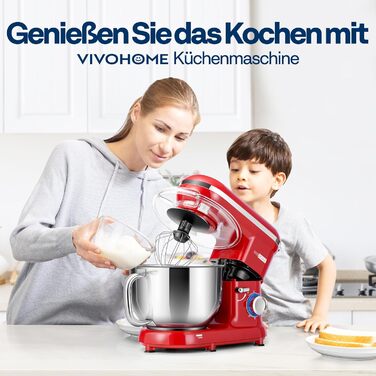 Кухонний міксер VIVOHOME 660 Вт, 10 швидкостей, 6 літрів, електричний, з набором насадок (міксер, гак для тіста, вінчик, сепаратор)