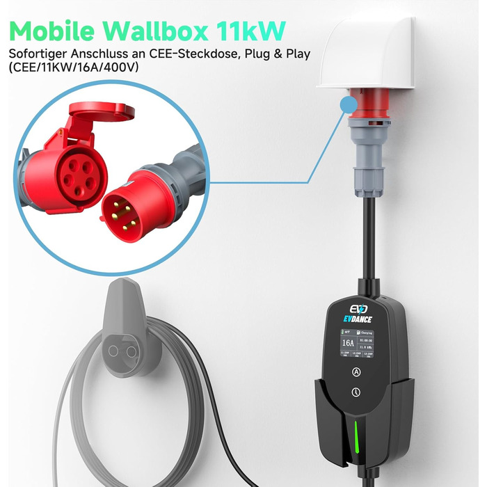 Кабель для зарядки електромобіля Type 2 Schuko, 3.68 кВт, 6.1 м, 6-16A (Чорний)