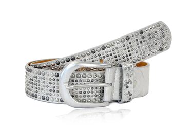 Жіночий широкий ремінь Irisaa з заклепками в вінтажному стилі, джинсовий ремінь 105 см, срібний