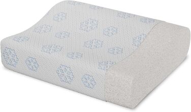MARPUR Sleep Pillow, Neck Support Pillow, Orthopedic PURTEX Ice, Filling: Foam, H3 firmness in White with Snowflakes, Head Pillow Inc. Cover, Washable with Cooling Effect, 50x35x12/7 cm