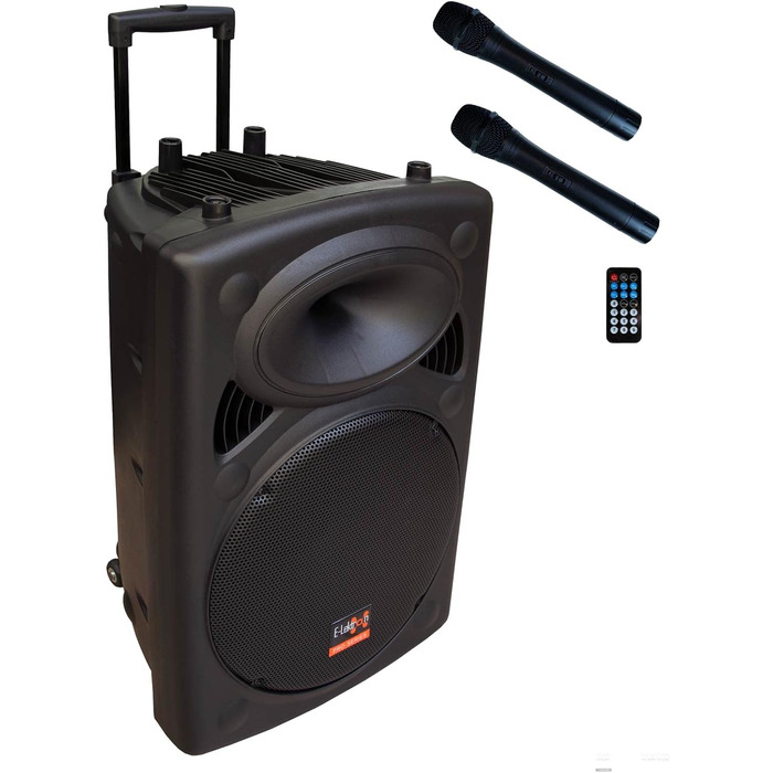 E-Lektron EL38-M MK-III: Портативна акустична система 900W з Bluetooth, MP3, USB, SD, FM, 2 мікрофонами та пультом - Звукове обладнання для вечірок та заходів